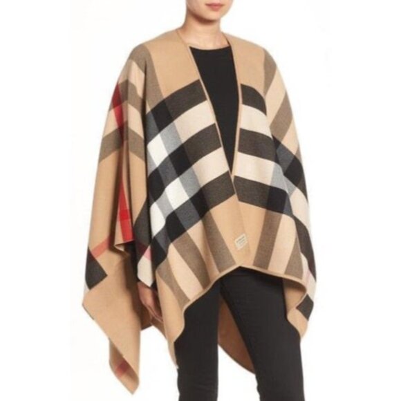 Burberry Women’s Charlotte reversible solid check Wool cape Camel 140*14… - Picture 11 of 11